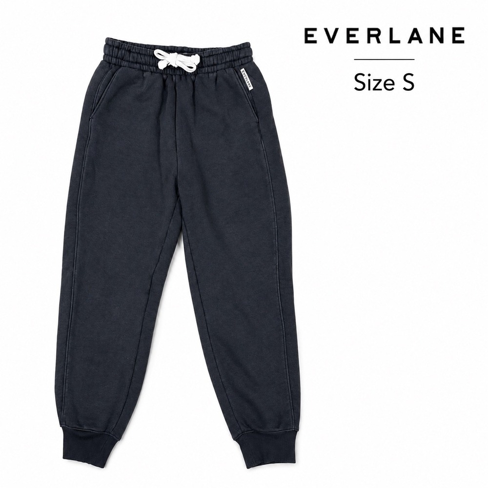 Everlane The Track Jogger Sweatpants Women's Small Black Organic Cotton Cozy